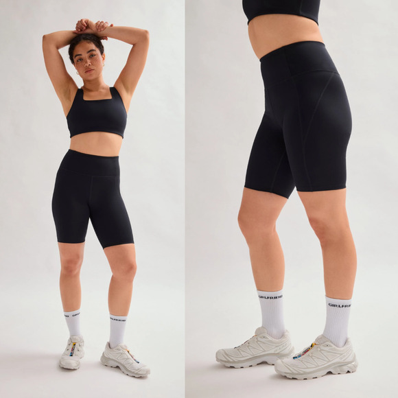 Girlfriend Collective Shorts Womens Medium Black High Rise Bike Athletic Gym NWT - Picture 2 of 3